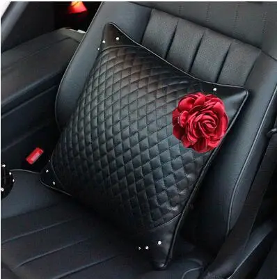Чехлы на руль с красной розой цветок кристалл горный хрусталь подушка для шеи на сиденье ремень безопасности крышка аксессуары для салона автомобиля - Название цвета: 1pc  support pillow
