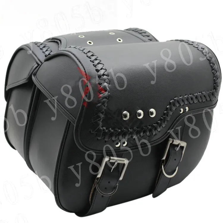 PU Leather Side Bag Saddle Bags For Motorcycle Street Bike Dual Sport