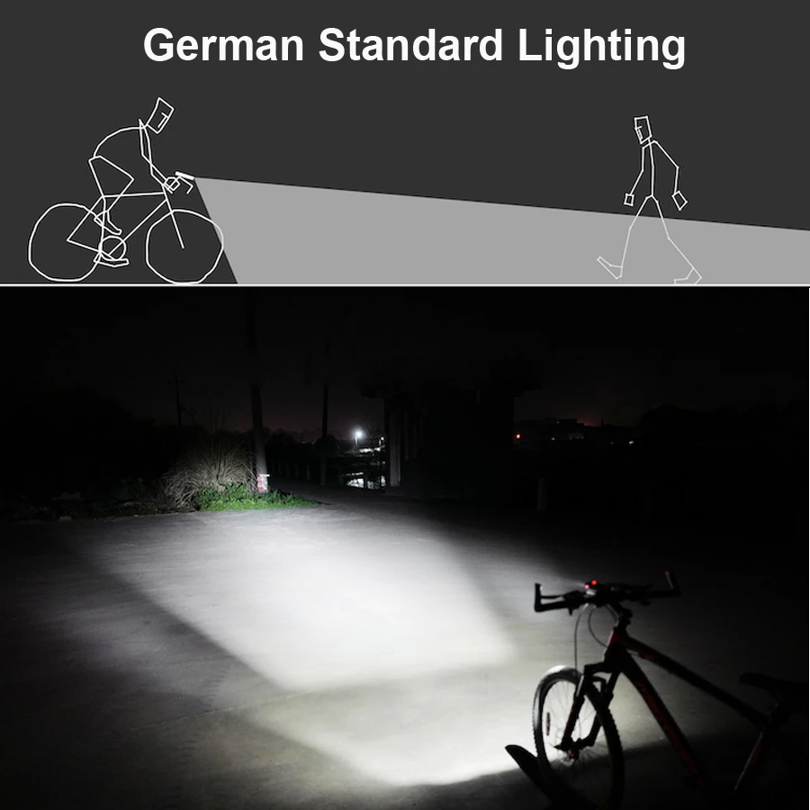Best NEWBOLER German Standard Flashlight For Bicycle 4000 mAh Bike light Front and Back Light Kit USB LED Headlight Accessories Mount 3