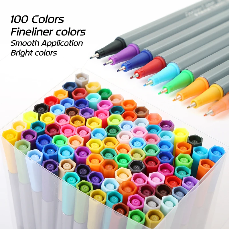

0.4Fine Tip 100 Colors Set Fineliner Pens Superfine Bright Colors Marker Pen For Arts Drawing Detail Writing Pen Hook Fiber Pen