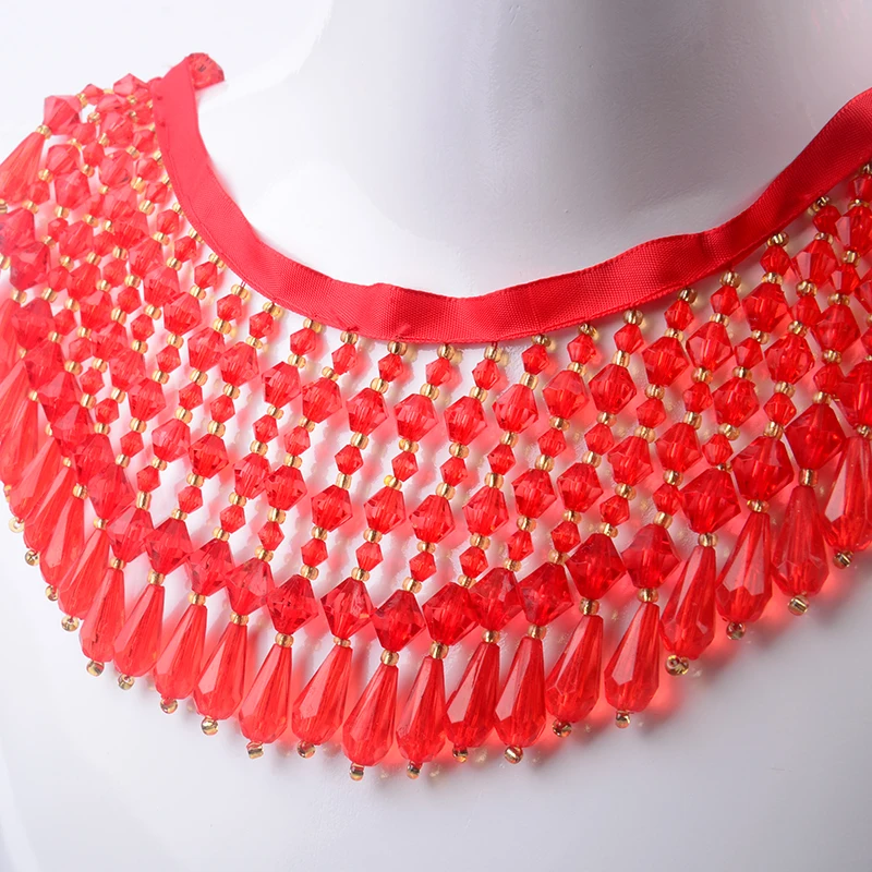 

1yards/lot Fancy red Beaded Crystal Tassels Flower Lace Trim Rhinestone Bridal Trim Dress Accessories Curtain Free Shipping