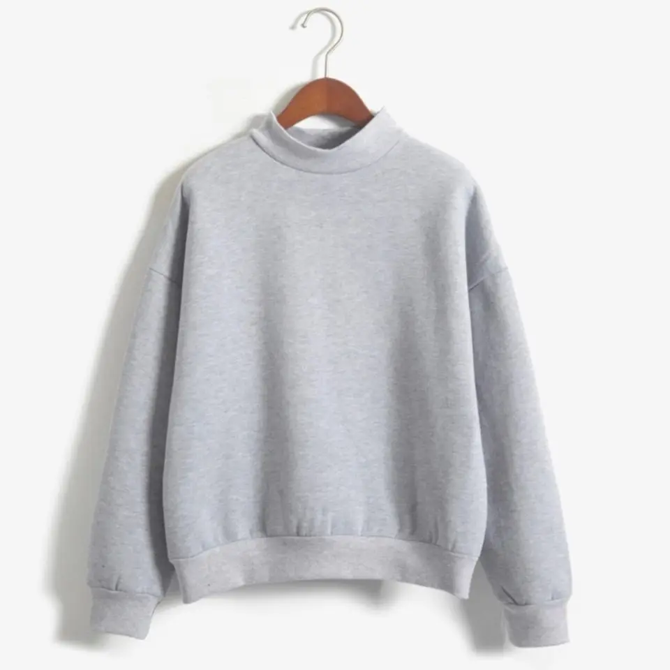 D z Renk Bal k Yaka Uzun Kollu Sweatshirt Kad nlar Erkekler D Giyim 