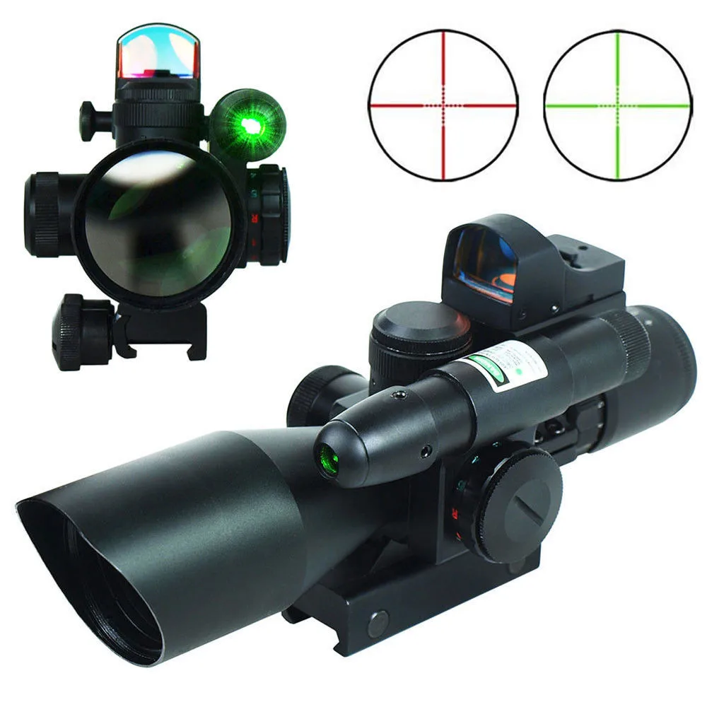 2.5 10X40 Hunting Holographic Sight Tactical Rifle Scope w/ Green Laser