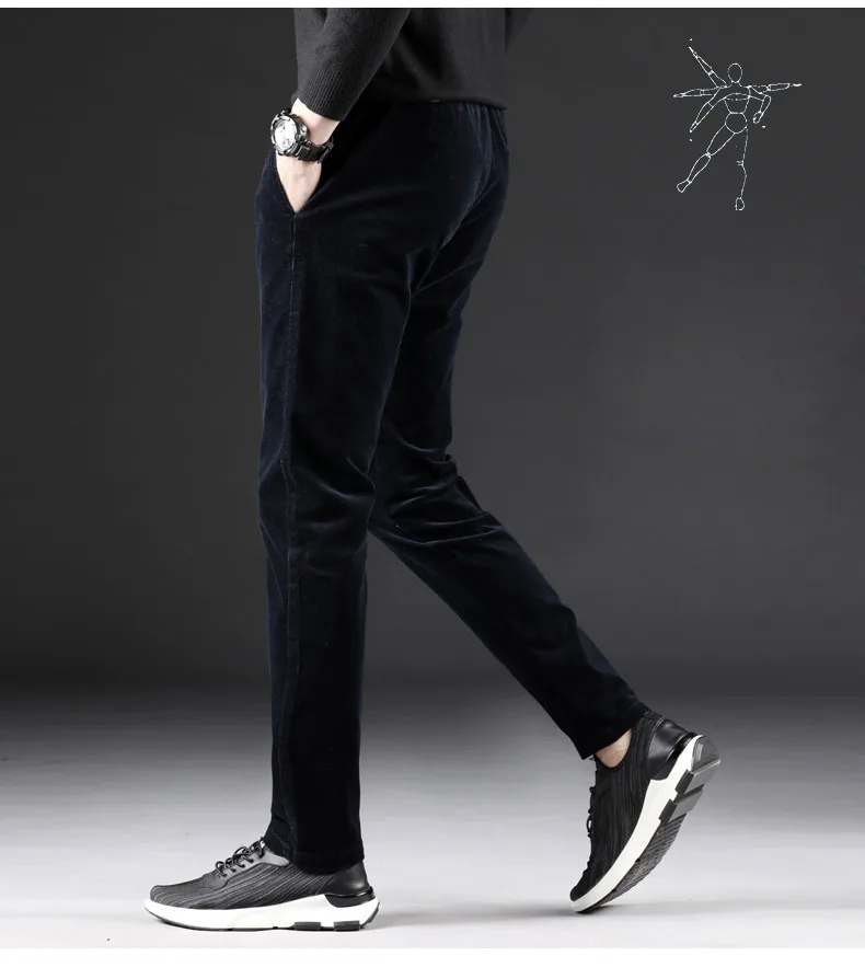 KEGZEIR зимние вельветовые брюки мужские узкие теплые мужские брюки повседневные стрейч корейские брюки мужские Pantalon Invierno Hombre