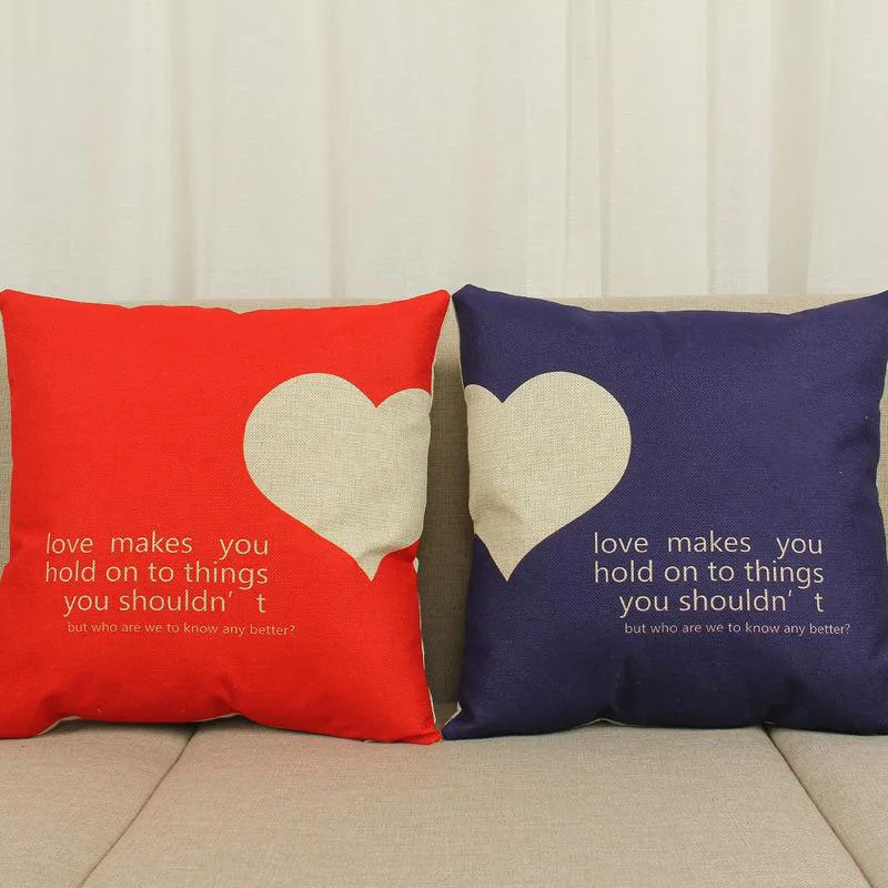 

Creative Love Husband Wife Home Bedding Sofa Decorative Cushion Without Core 17" Linen Throw Pillow Almofada Funda cojin