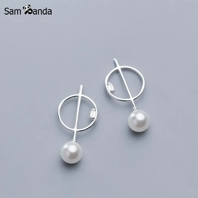 

New 925 Sterling Silver Japanese Korean Style Simple Word Circle Stud Earrings For Women Hypoallergenic Fashion Silver Gift