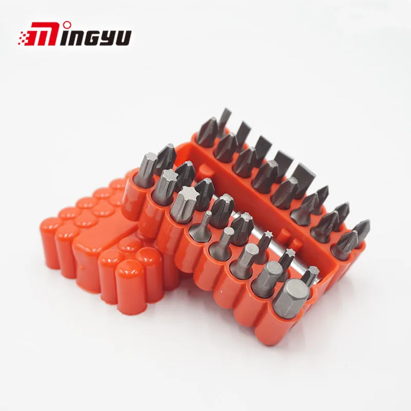

33Pcs Security Screwdriver Bits Set 1/4" 6.35mm Extension CRV Bit Set Holder Tamper Proof Slotted Torx Hex Star Screwdriver