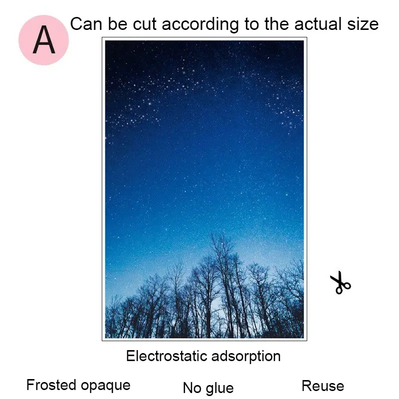 Звездное окно в небо пленка на заказ размер стеклянные наклейки статическая самоклеящаяся пленка ванная комната для детей скраб Непрозрачное окно конфиденциальности бумага - Цвет: 80cm(w)x120cm(h) A