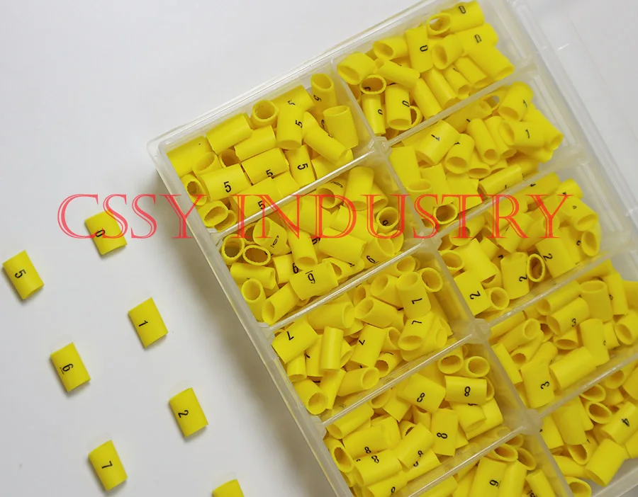 

500PCS 6mm2 EC-3 cable marker 0-9 different number colorful mixed cable label in cable sleeves total cutting
