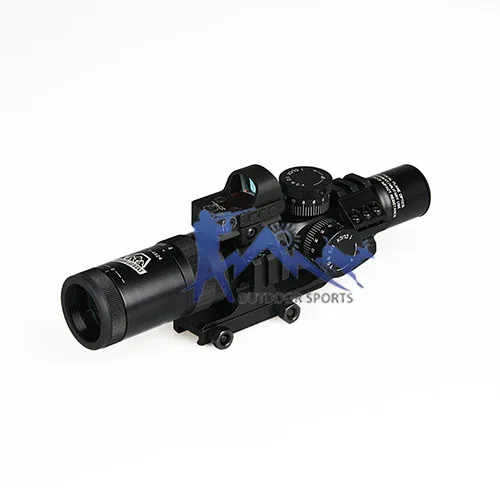 Canis Latrans 1-4x24 IRF прицел+ 2MOA 1X мини Красный точка зрения+ Riflescope пузырьковый уровень+ 30 мм двойной прицел крепление OS1-0292