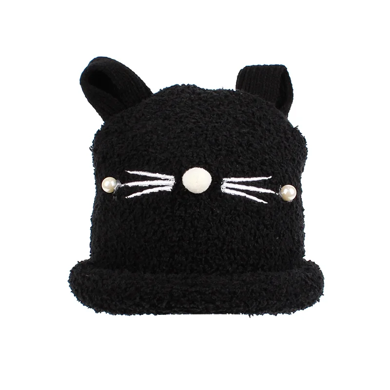 Cat Baby Hat For Girls Newborn Photography Props Cute Soft Children Hat With Ears Cotton Solid Winter Warm Baby Beanie For Girls (4)