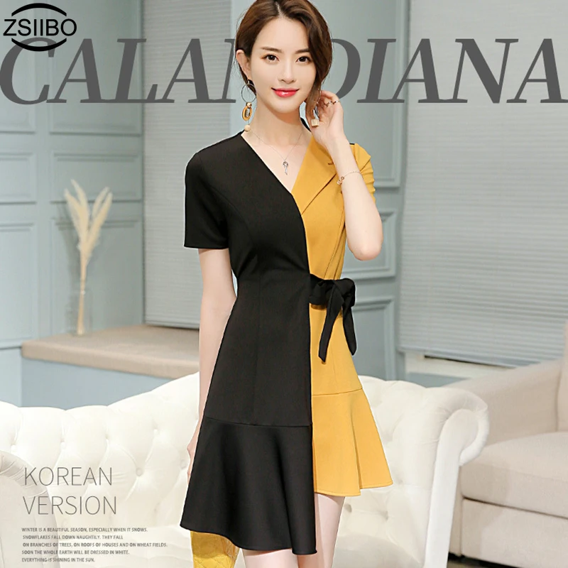 

2019 spring and summer new Korean version large size was thin fashion casual women's wild slim trend dress plus size dresses