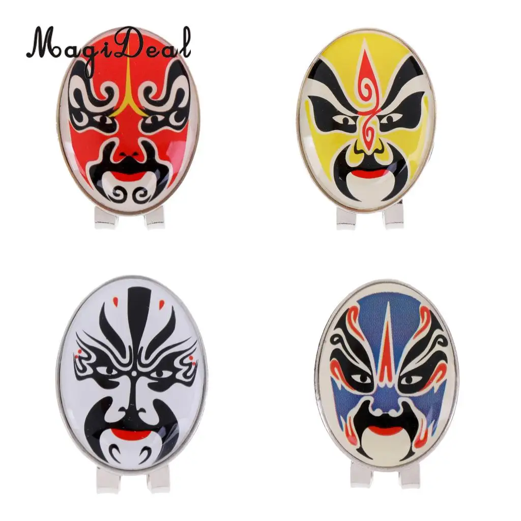 

MagiDeal 4 Pieces Peking Opera Mask Alloy Golf Ball Marker with Magnetic Hat Clip
