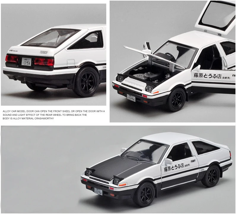 1:28 Toyota AE86 литая под давлением модель автомобиля игрушка со световым звуком для детей игрушки подарки