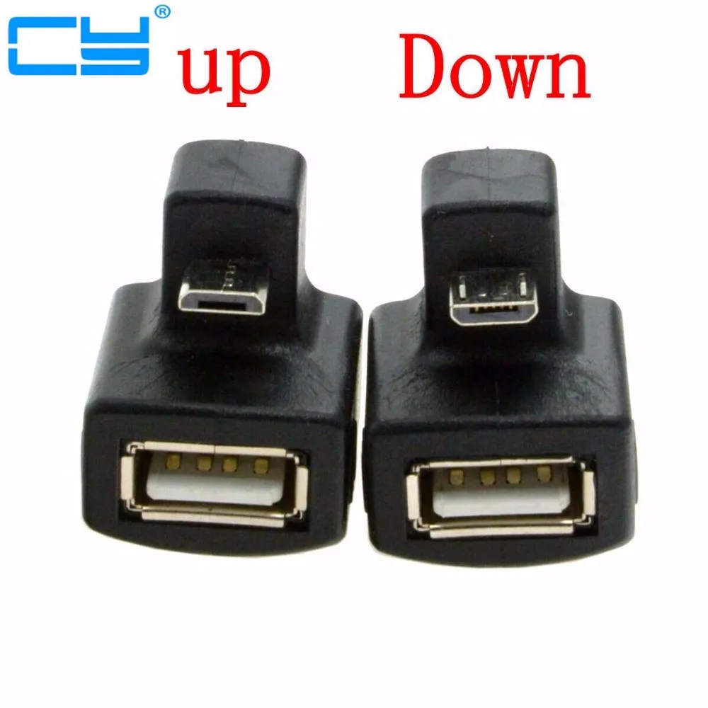 

180 Degree Up & Down Right Angled V8 Micro USB OTG to USB 2.0 Female Extension Adapter connector for Cell Phone & Android Tablet