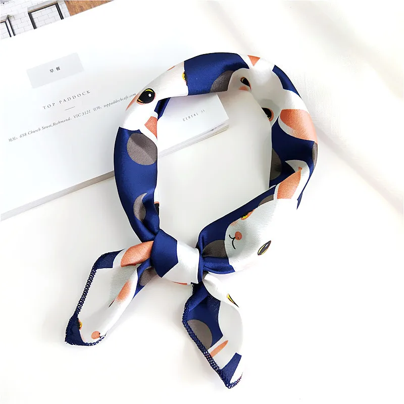 50X50CM Fashion Women Square Scarf All-match Wraps Elegant Floral Dot Spring Summer Head Neck Hair Tie Band Neckerchief