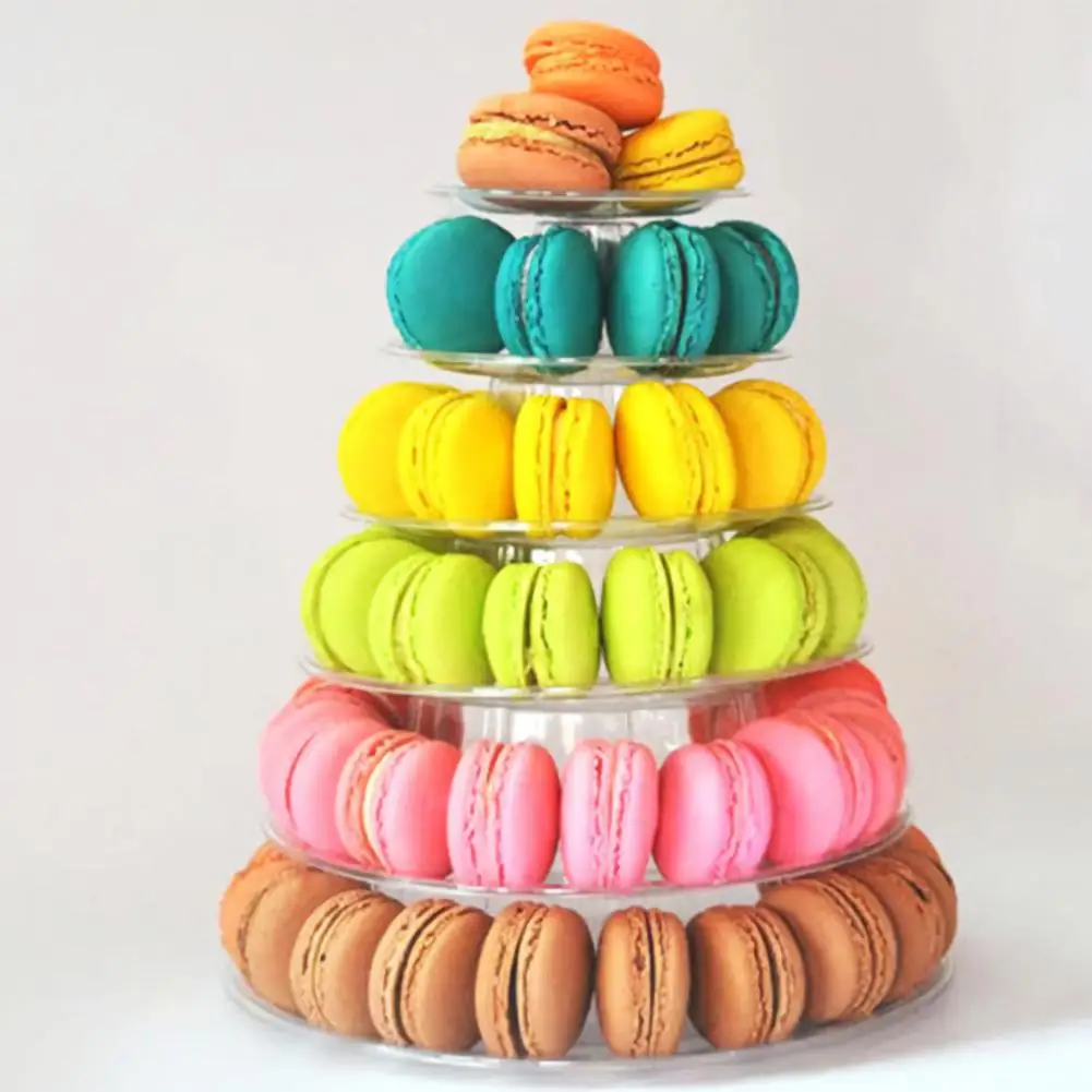 

Party Multifunctional Macaron Cake Display 6-tier Round Plastic Tower Wedding Dessert Placement Tool
