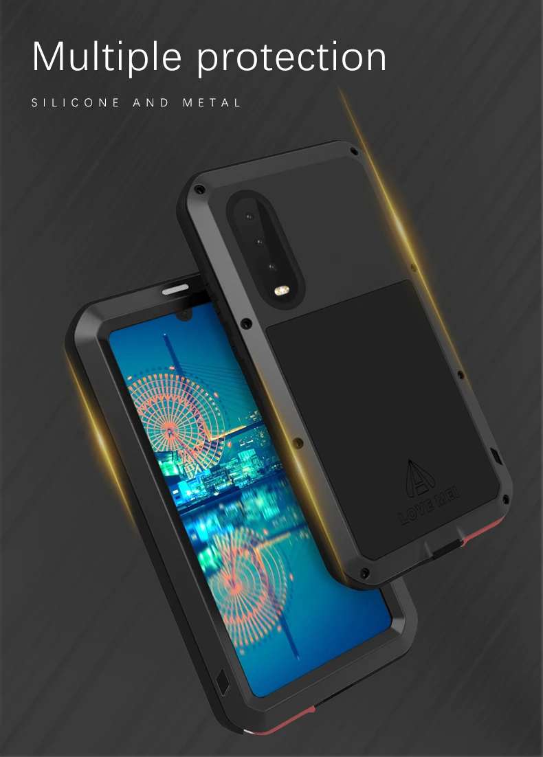 LOVE MEI Metal Waterproof Case For Huawei P30 Shockproof Cover For Huawei P30 Pro P30 Case Aluminum Protection P30 Gorilla glass