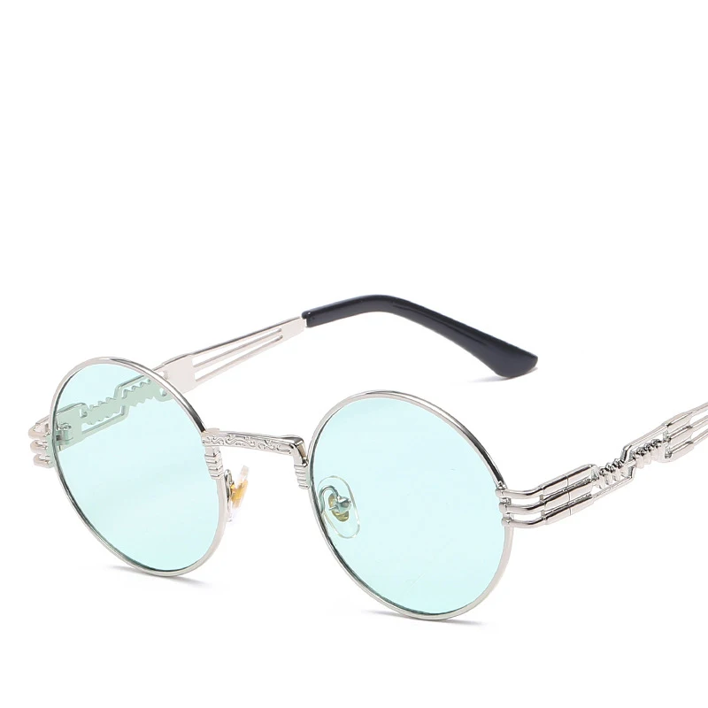 Классные мужские солнцезащитные очки в стиле стимпанк классическая круглая металлическая оправа мужские винтажные Ретро Черные солнцезащитные очки Oculos De Sol аксессуары 7768X - Цвет линз: green lens
