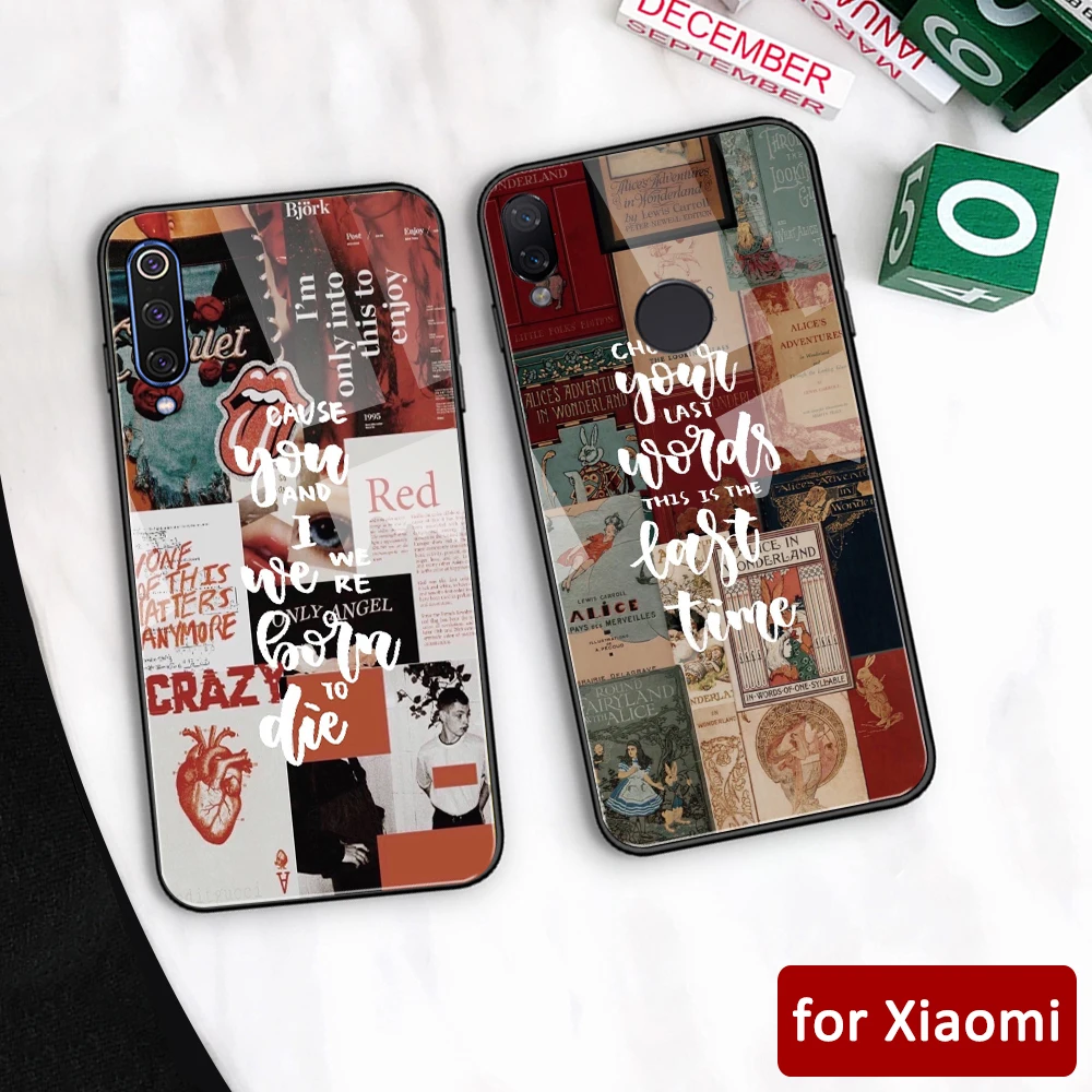 Стеклянный чехол-накладка для redmi note 7 чехол с цитатами Xiaomi mi 5 5s 6 6x Redmi Note Mi Max 3 play K20