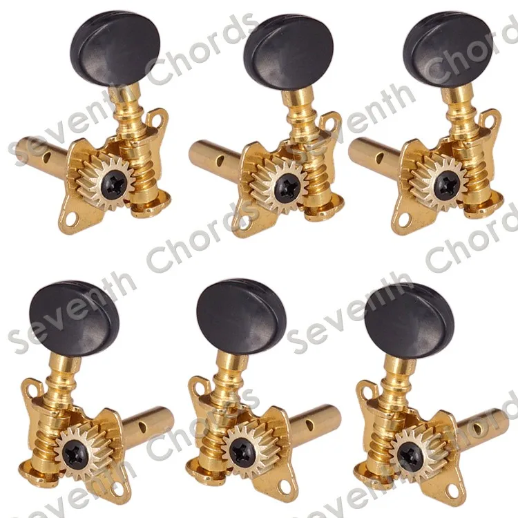 A Set 3R3L Gold Open Gear Classical Acoustic Guitar String Tuning Pegs