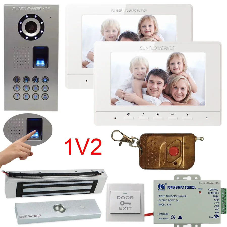 

Fingerprint House Intercom Doorbell With Camera IP65 Waterproof With Remote Control Video Door Call + Electronic Magnetic Lock