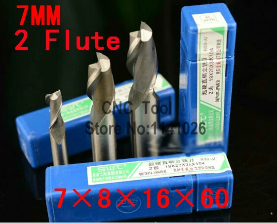 

Free Shipping 5pcs 7mm Two 2 Flute HSS & Aluminium End Mill Cutter CNC Bit (China (Mainland))