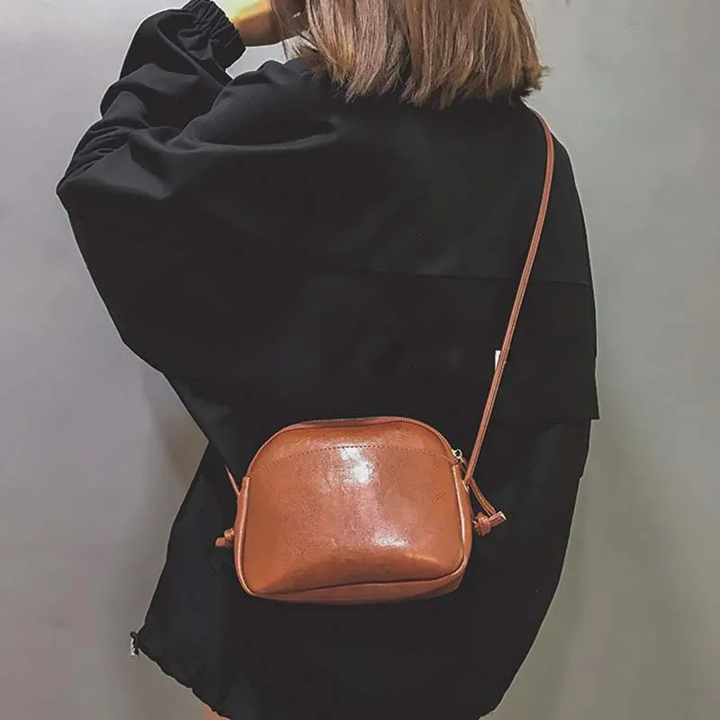

Women Fashion Mini PU Shoulder & Messenger Bags Zippers Ladies Solid Black/Brown Casual Cross-body Bags 20*8.5*17.5cm