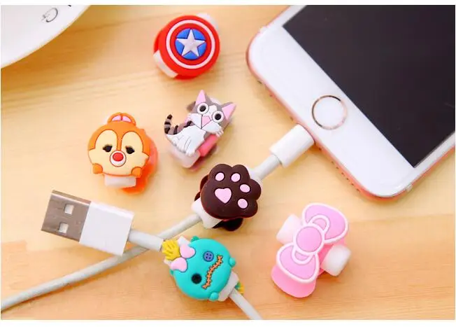 Mobile phone data line protective sleeve Earphone wire Double cartoon Creative cute | Дом и сад
