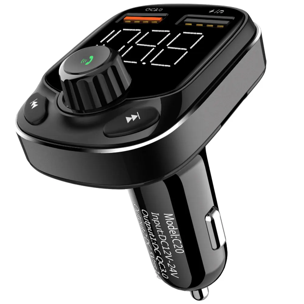 QC 3,0 двойной fm-трансмиттер с USB автомобильный Bluetooth автомобильный комплект MP3 Смарт стерео микрофон
