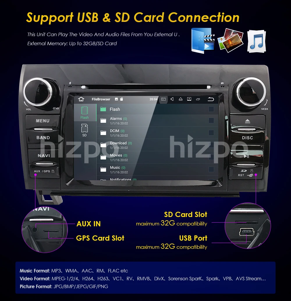 Excellent 2 Din Android 8.0 8Core Car DVD Player For Tundra Sequoia GPS Navigation Stereo Touch Screen 8Core 4GB+32GB Map+Cam 17