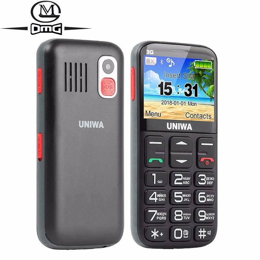 

Uniwa V808G Russian keyboard 3G Mobile Phone SOS 1400mAh 2.31" Curved Screen Telephones singl SIM Old Man Flashlight Cell phones
