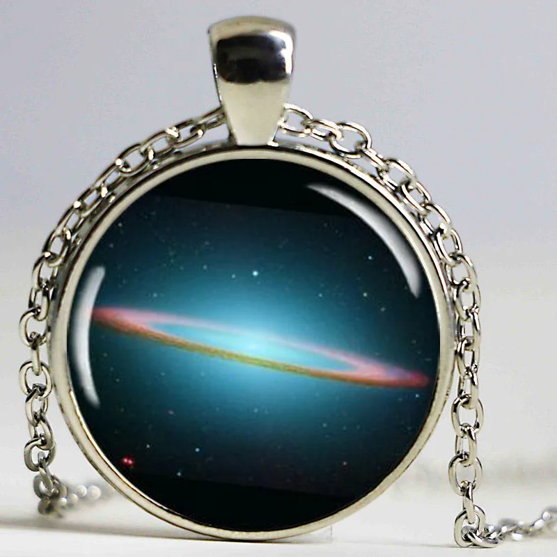 Sombrero Galaxy Charm, Space Picture Necklace, Resin Charm, Hubble Space Picture, Resin Jewelry Round Silver