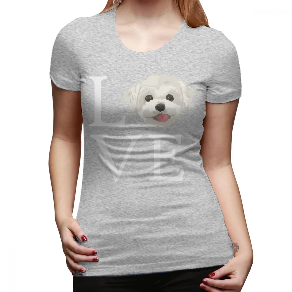 Футболка с Мальтийской собакой, футболка с надписью I Love Maltese Dog Lover, Милая футболка с собачьим лицом, большая женская футболка с коротким рукавом, графическая женская футболка - Цвет: Серый