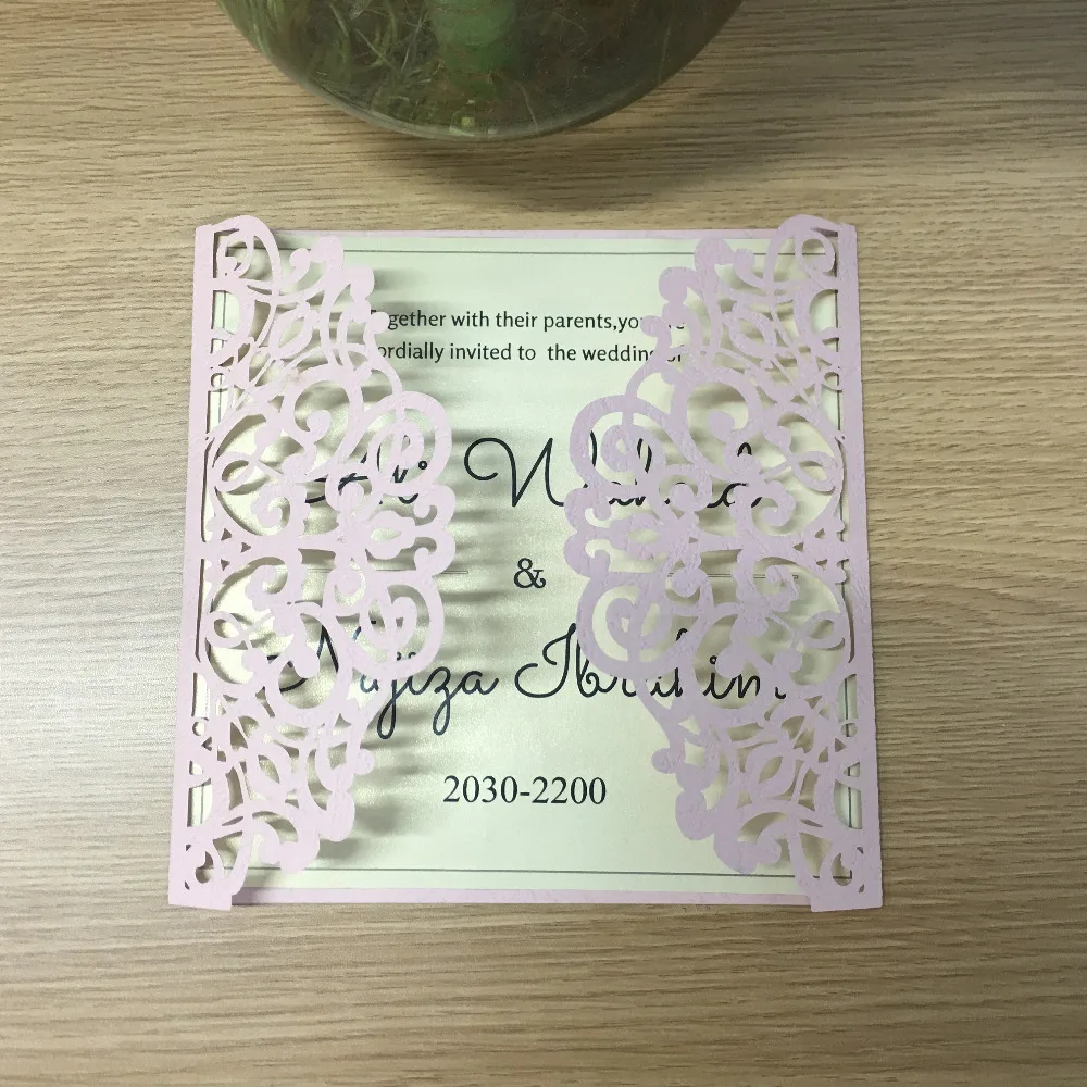 discount wedding invitation card laser cut pink paper paper party invitations
