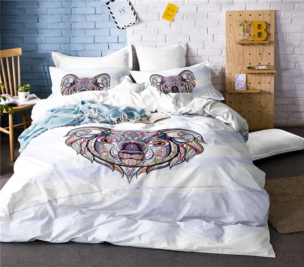 4 Piece Bedding Set King Size Duvet Covers Tropical Animals Mother
