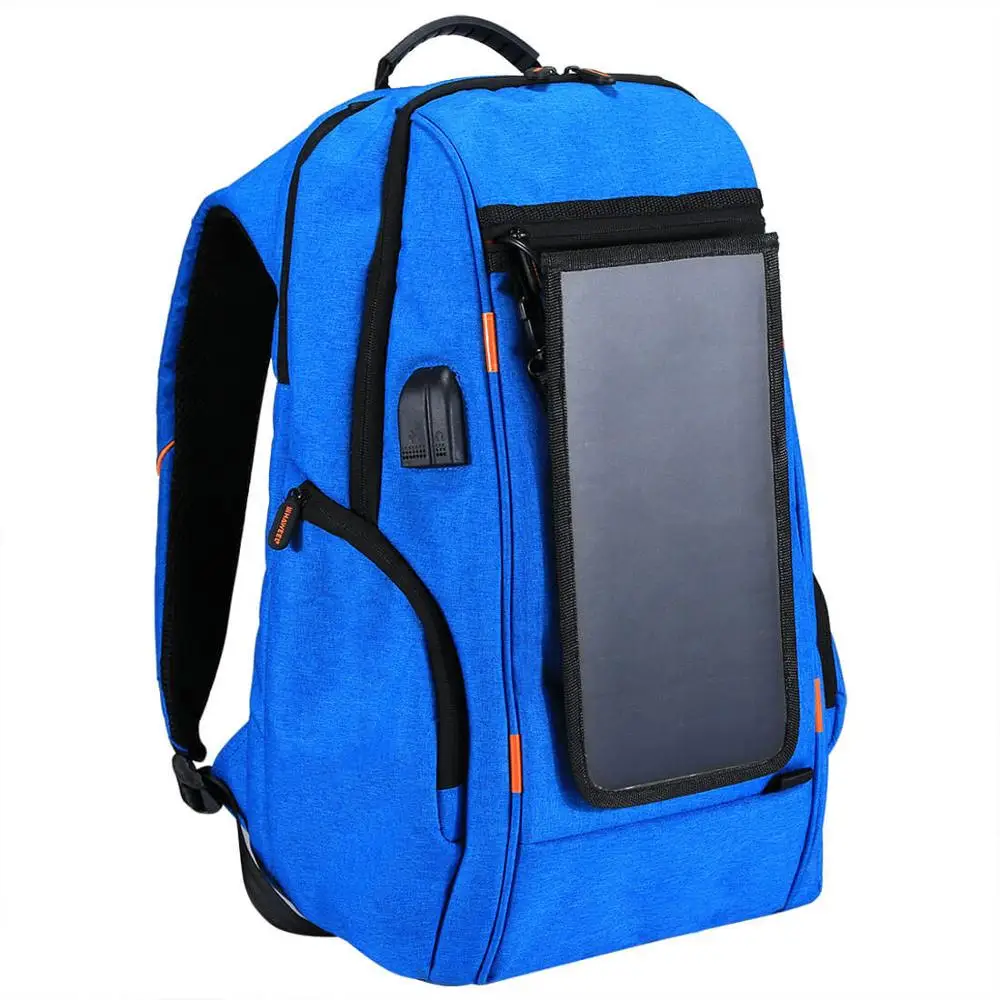 HAWEEL Открытый Многофункциональный солнечная панель питания дышащий повседневный рюкзак сумка для ноутбука с ручкой, внешний usb порт для зарядки - Цвет: BlueWith solar panel