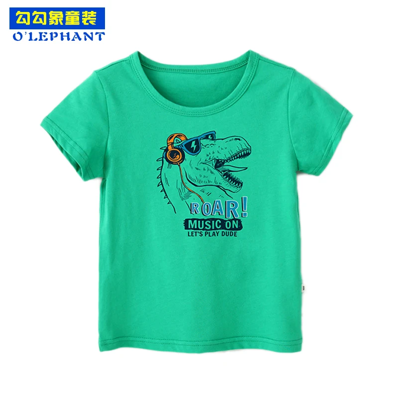 

O'LEPHANT 2019summer cartoon cool dinosaur prints tees for boys and gilrs Children's soft cotton short sleeves t shirt kids tops