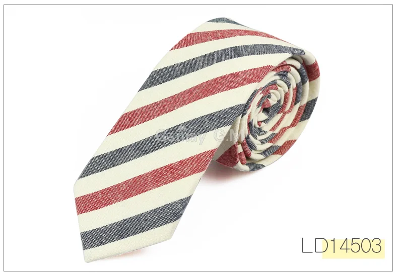 New Fashion Mens Ties Cotton Necktie for Men Causal Stripe Tie For Man Bussines Corbatas Bridegroom Party Slim Neckties - Цвет: LD14503