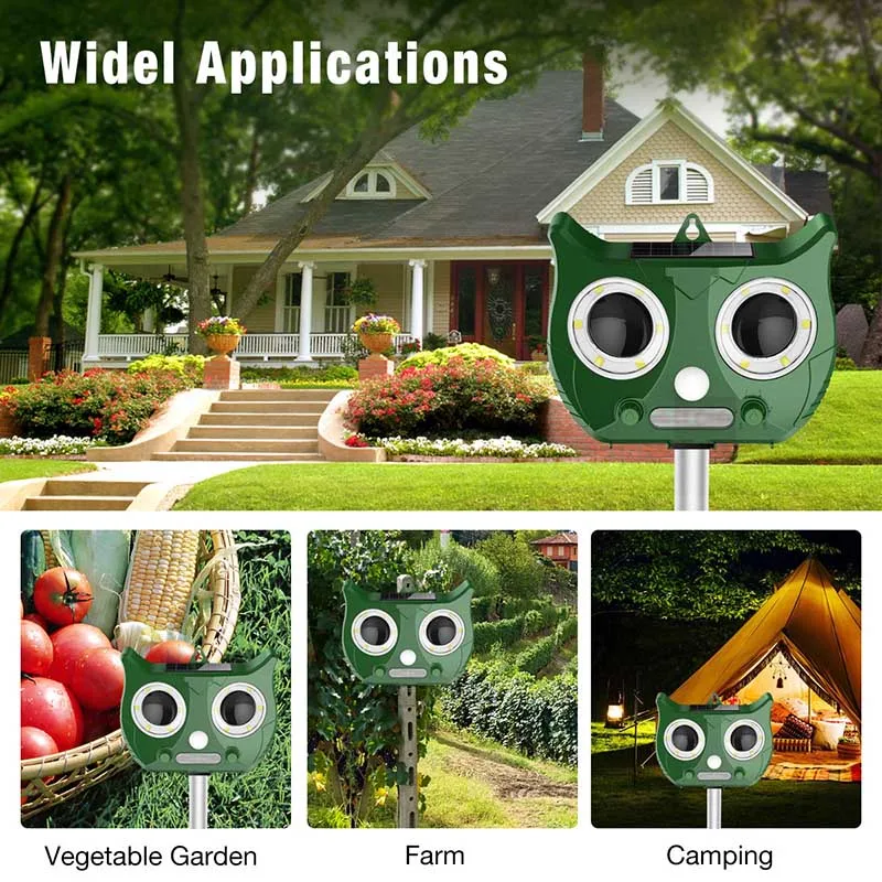 

Solar Ultrasonic Animal Repeller LED Flashing Light Waterproof for Farm Garden Lawn TT-best