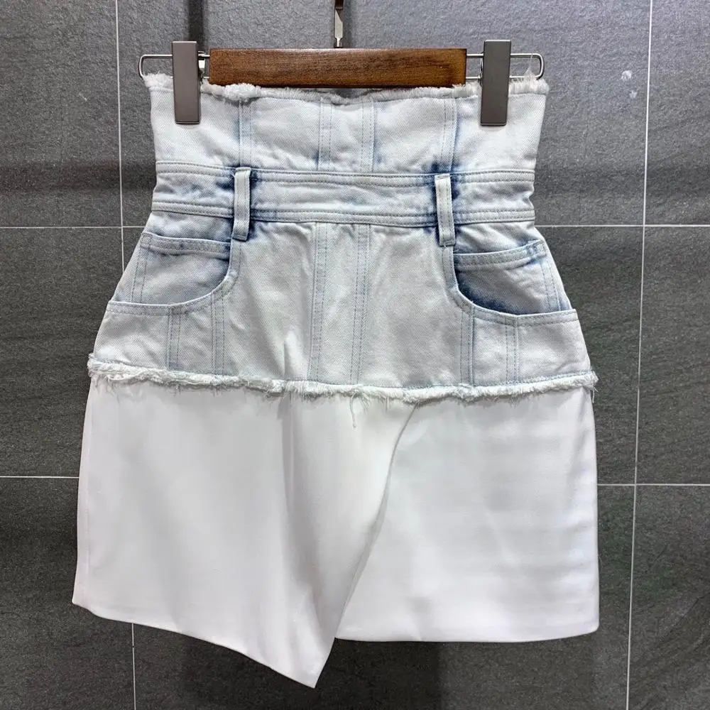 autumn new women denim patchwork high waist skirt ddxgz2