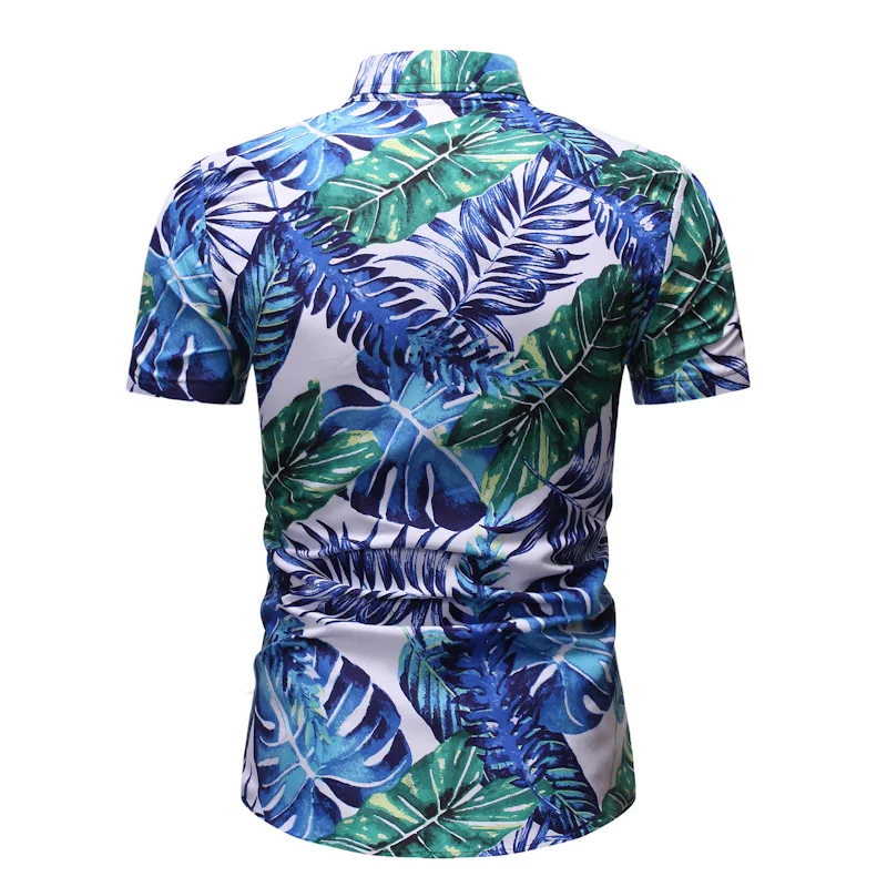 Модная мужская хлопковая гавайская рубашка с коротким рукавом, Повседневная летняя рубашка с цветочным принтом для мужчин размера плюс S-3XL