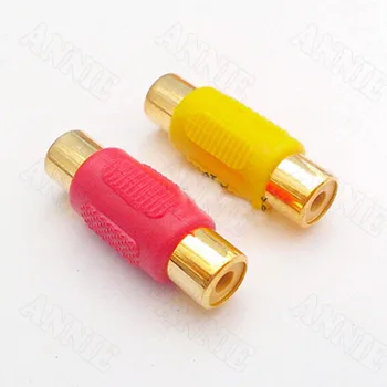 

50pcs/lot Gold Plated RCA Straight Line Extension Socket Butt Joint Jack Dual Pass Colorful Plug