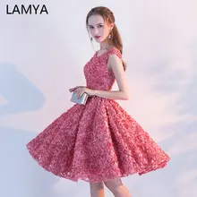 LAMYA/короткие трапециевидные платья для выпускного вечера с открытой спиной и аппликацией, вечернее платье длиной до колена, торжественное платье на шнуровке, Robe De Soiree