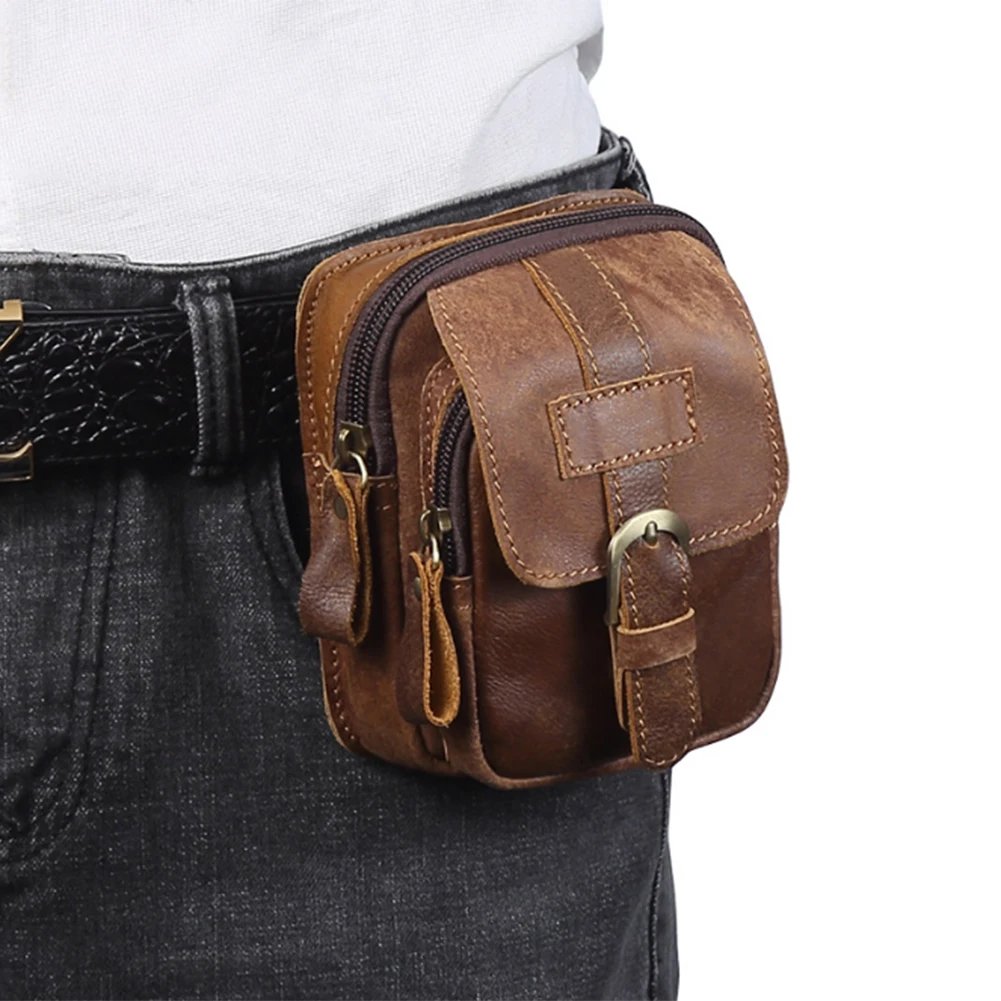 Мужская поясная сумка из натуральной кожи для мобильного телефона bolsa de