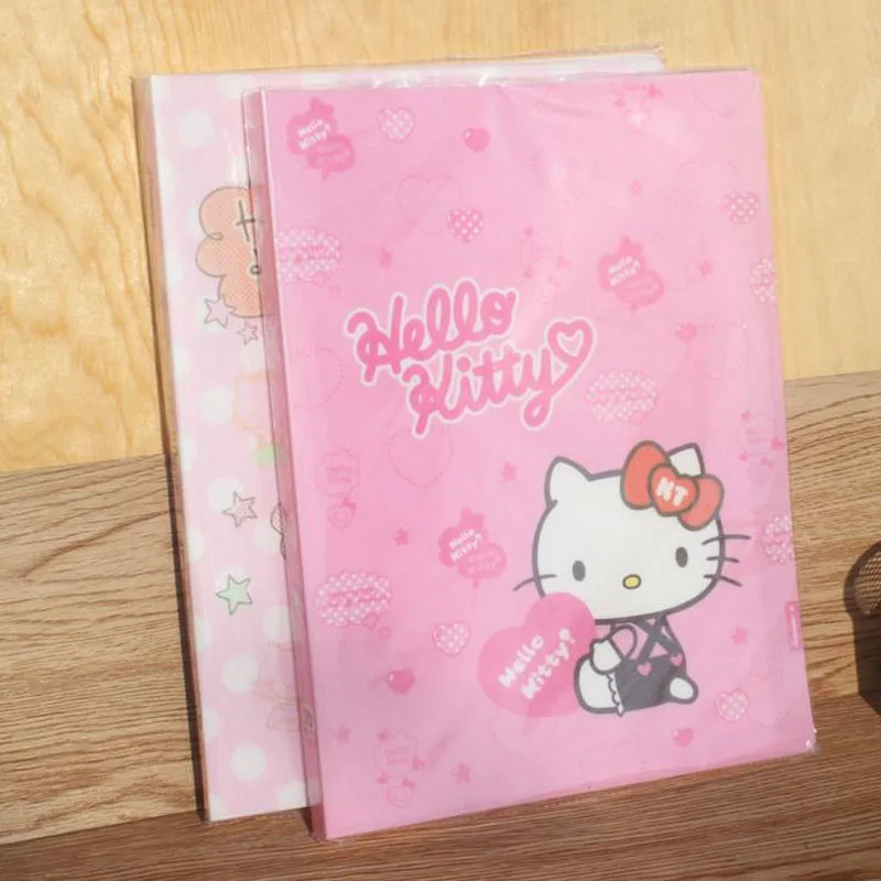 

1 Pcs Kawaii Hello Kitty A4 Transparent 20 Pages Lastic Folder Document Insert File Data Books Cover Holder School Organizer