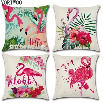 

YORIWOO Flamingo Decoration Pillow Case Sofa Tropical Party Cushion Cover Car Pillowcase Summer Hawaiian Theme Party Decorations