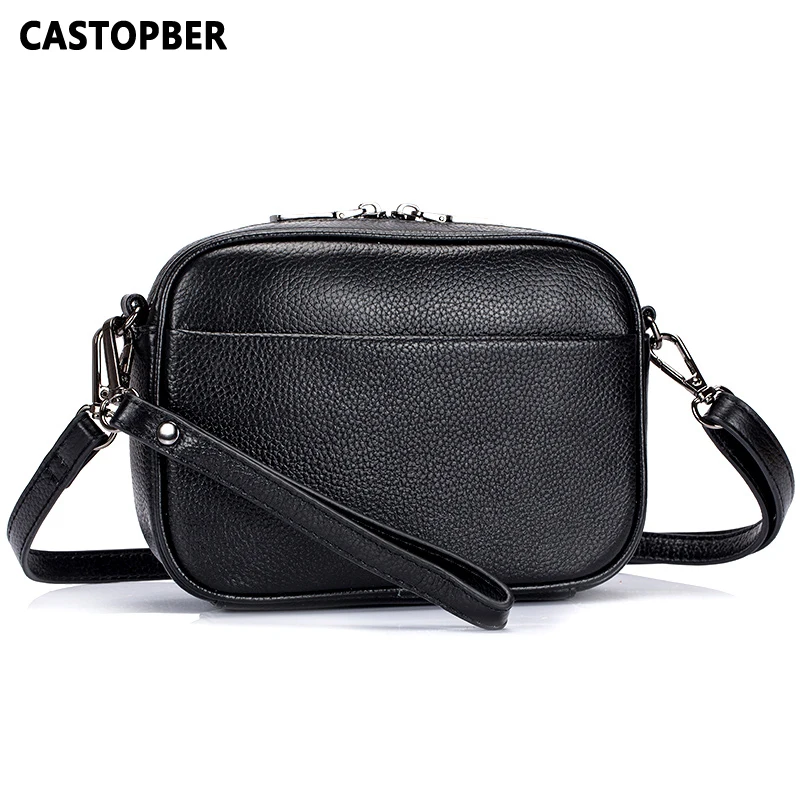 

Fashion New Designer Mini Messenger Bag Woman 2 Zipper Crossbody Handbags Cow Genuine Leather Women Bags Ladies Famous Brand