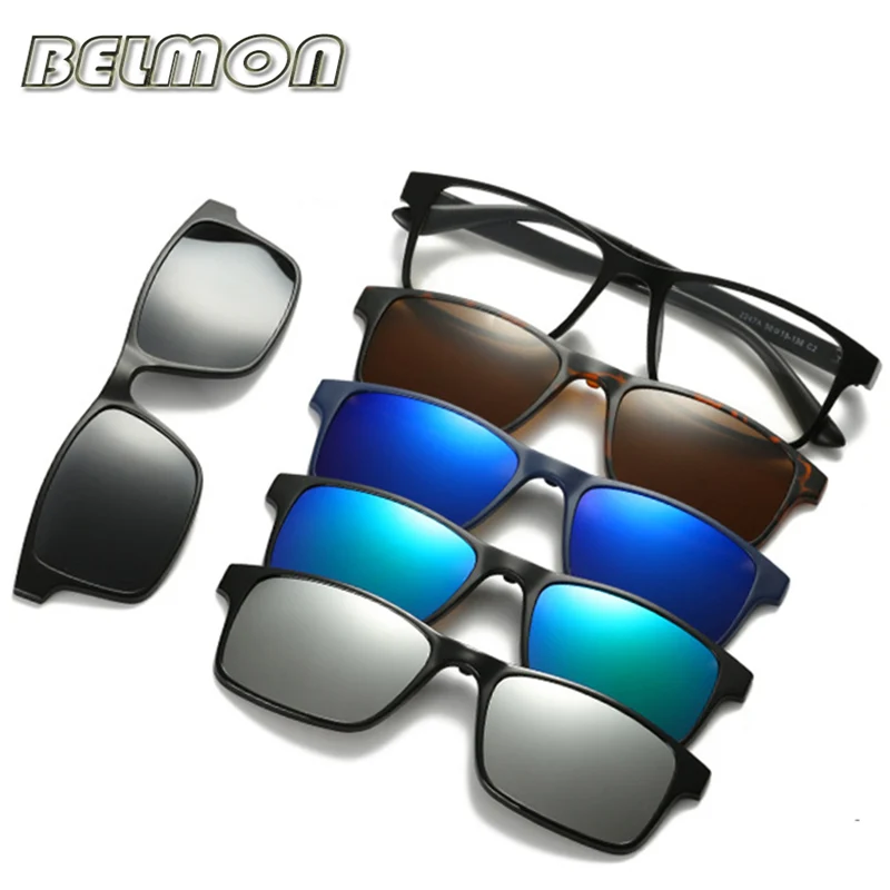 Baratos Gafas de sol polarizadas magnéticas con 5 Clip para hombre y mujer con montura de gafas de moda para miopía RS159