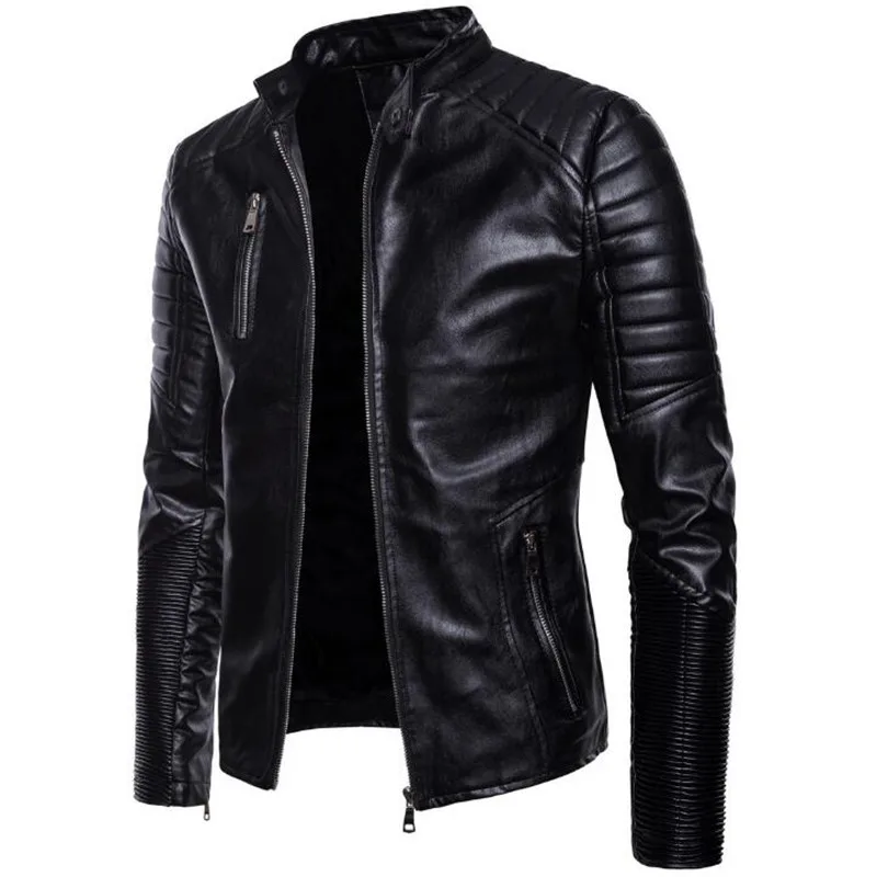 XIU LUO мужские осенние зимние винтажные мотоциклетные куртки верхняя одежда мульти молния искусственная кожа куртка Верхняя одежда Пальто - Цвет: black